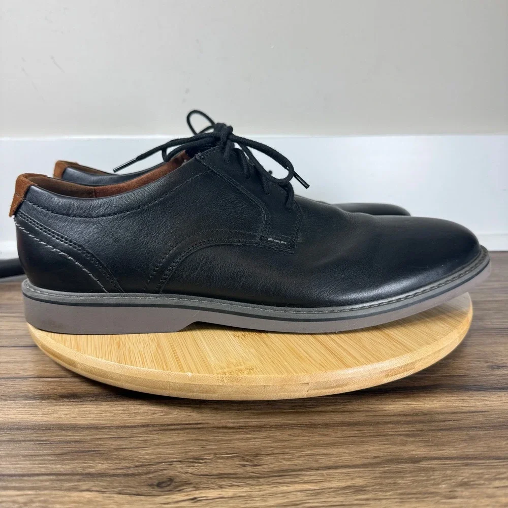 Clarks Collection Derby Mens 13 Black Leather Dress Shoes Office Wedding Modern